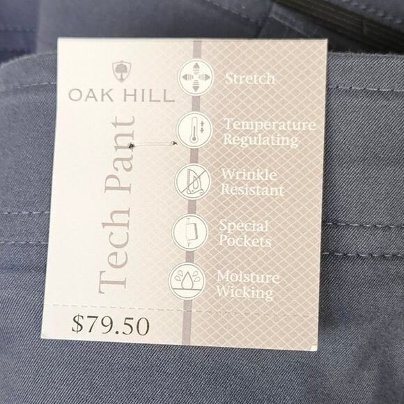 New Oak Hill Mens Big & Tall Straight Fit Tech Pants Navy 58x30 Moisture Wicking - Picture 8 of 13